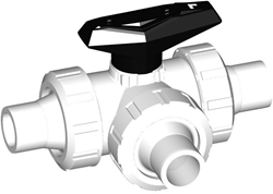 Georg Fischer Kogelkraan 543 PVDF/FKM L-H d20DN15, lasmof Horizontaal L-boring, 175543012