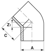 Durapipe ABS knie 45° d20, 11119306-2
