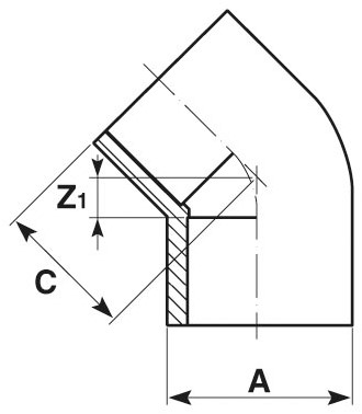 Durapipe ABS knie 45° d110, 11119314-2