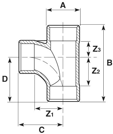 Durapipe ABS stromings T-stuk 90°-2