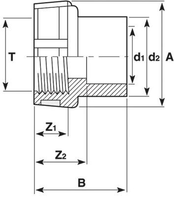 Durapipe ABS schroefbus met metalen verstevigingsring d63 x 50-2'', 11153343-2