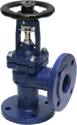 ARI-Armaturen angled flanged-Bellows shut-off valve FABA-Plus 12.047 DN100,PN16,EN-JL1040,PTFE-soft seal plug