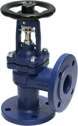 ARI-Armaturen angled flanged-Bellows shut-off valve FABA-Plus 12.047 DN32,PN16,EN-JL1040,regulating plug with marginal seat