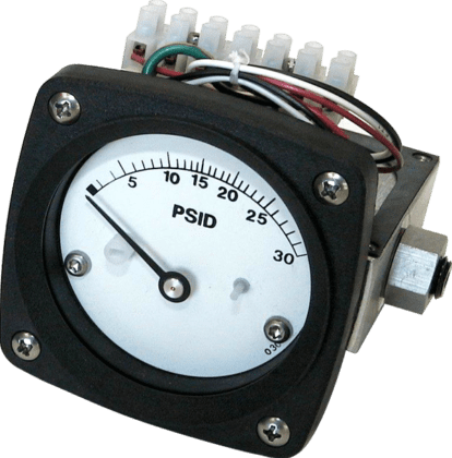 Mid-West Instrument - Kolben - Druckdifferenzmanometer mit Klemmenstreifen-Schnittstelle - Modell 121-3