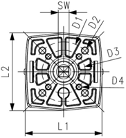 Georg Fischer Interfacemodule voor ISO5211 d=40 - 50 mm, DN=DN 32-40 SW11/14, F05, 0 graden, 198546026-2