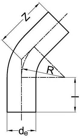 Akatherm PE100 Bocht 45° naadloos R=1,5XDE DE160mm SDR17/S8, 191648517-2