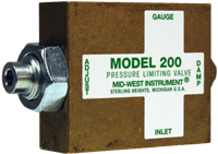 Mid-West Instrument Druckbegrenzungsventil Manometer Minder - Modell 200-2