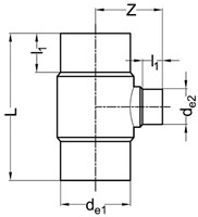 Akatherm PE100 T-stuk 90° verlopend kort DE160/125mm SDR17/S8, 281612517-2