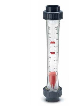 FRANK 517900304, Rotameter M350 d50, Meetbereik 600-6000 l/h, PA buis PVDF vlotter, PP-schroefkopp. met, PP-laseinden d5 SDR11
