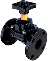 Membraanafsluiter Weir Type - Niet gevoerd ijzer - DN15 - DN150 met stijgend handwiel