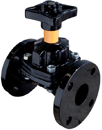 Membraanafsluiter Weir Type - Rubber gevoerd ijzer - DN15 - DN150 met stijgend handwiel