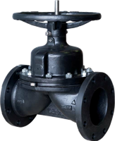 Membraanafsluiter Weir Type - Niet gevoerd ijzer - DN200 - DN350 met niet-stijgend handwiel