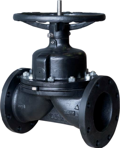 Membraanafsluiter Weir Type - Niet gevoerd ijzer - DN200 - DN350 met niet-stijgend handwiel