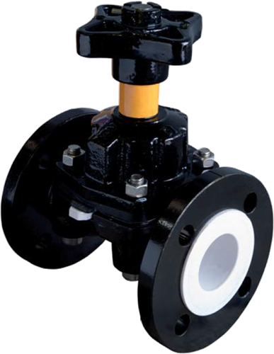 Membraanafsluiter Weir Type RF - Plastic gevoerd - DN15 - DN150 met stijgend handwiel