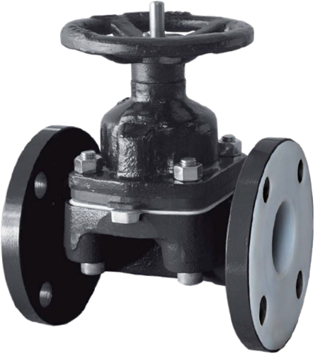 Membraanafsluiter Weir Type FF - Plastic gevoerd ijzer - DN25 - DN150 met niet-stijgend handwiel