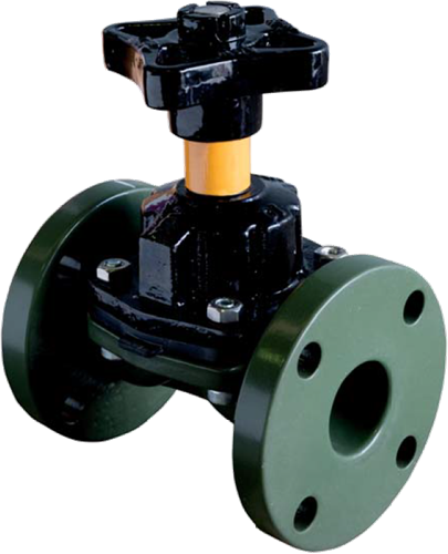 Membraanafsluiter Weir Type - ECTFE gevoerd ijzer - DN15 - DN150 met stijgend handwiel