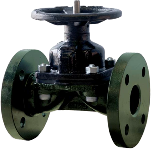 Membraanafsluiter Weir Type - ECTFE gevoerd ijzer - DN15 - DN150 met niet-stijgend handwiel