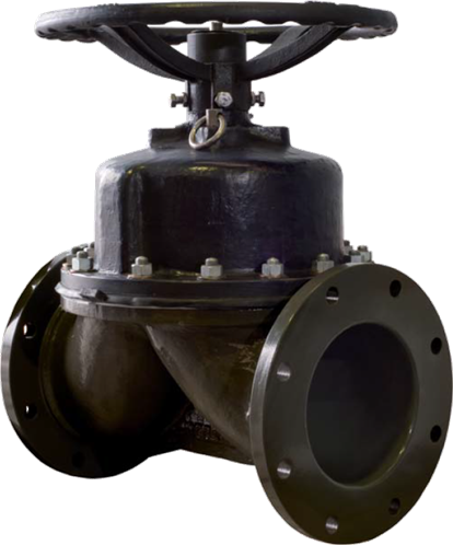 Membraanafsluiter Weir Type - ECTFE gevoerd ijzer - DN200 - DN350 met niet-stijgend handwiel