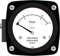 Mid-West Instrument pressure gauge with membrane compact - model 522