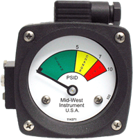 Mid-West Instrument Tri-Color Dial (Clean/Change/Dirty) rolmembraan manometer - model 522C-2
