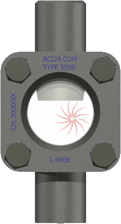Durchfluss-Schauglas Typ 550 S-R mit Anzeigerotor