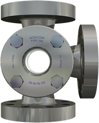 Typ 590 DN100/4 1.4571, Novaphit, Dreiwege-Schauglas Typ 590 Ebora