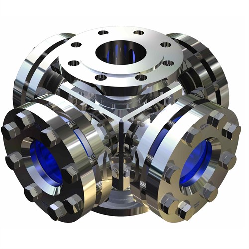 Durchfluss-Schauglas Typ 596 mit vier Sichtöffnungen