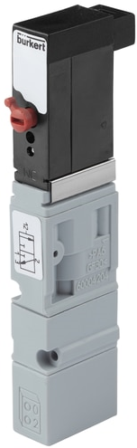 Burkert Type 6524, Art. 241264 Pneumatisch ventiel 10 mm 3/2 - C - normaal gesloten - inlaatpoort 1 (P/NC), uitlaatpoort 2 (A/OUT) verbonden met uitlaatpoort 3 (R/NO)