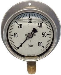 MANOMETER Geheel RVS 100MM 0-10 Paneelmontage, klasse 1,0, EB272013 Ebora