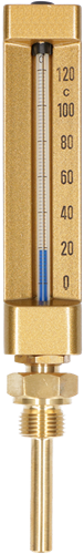 Glas thermometer industieel recht klein model 110 mm, L=40 mm, 0..120 °C Ebora, 872210