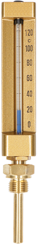 Glas thermometer industieel recht klein model 110 mm, L=100 mm, 0..120 °C Ebora, 872250