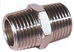 Hexagon nipple, conical G3/4-3/4 brass nickel-plated