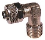Elbow conical D06-G1/8 pneumatic fitting, brass nickel-plated