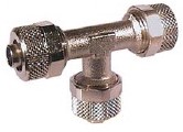 Tee Hose Connector D15 pneumatic fitting, brass nickel-plated