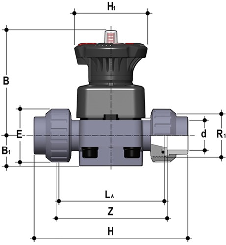Aliaxis Membraanafsluiter DKUIF D50 PVDF EPDM, DKUIF050E-2