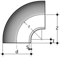 Akatherm PP-H Bocht 90° R=1xDE kort DE280mm SDR11/S5, 112891210-2