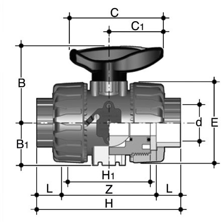 Durapipe ABS kogelkraan VKD EPDM lijmmof d25, H0DKA307-2