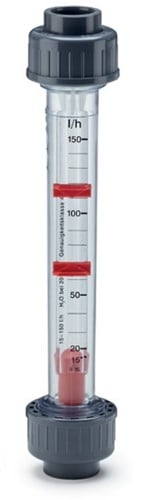 FRANK 517003703, Doorstroommeter M123 DN10, Meetbereik 10-100 l/h, PVC buis, vlotter PVDF PVC-schroefkopp. met lijmmof