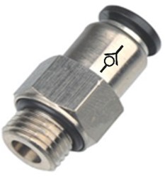 Stainless steel 316 straight Push-in fitting With non-return valve, self-closing, EBSS316CV Ebora