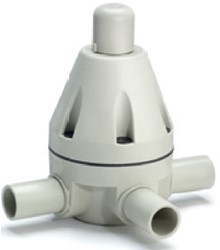 Pressure relief valve V185 DN15  PN10 PP/PTFE, spigot end adjustment range 0,5-10 bar