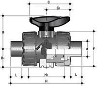 FIP PVC-C kogelkraan VKDDC FPM lijmeind d40, VKDDC040F-2