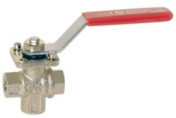 3-weg Kogelafsluiter 1/4, PN25, Ms/PTFE, VL111421 Ebora