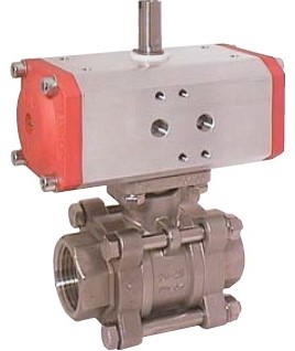 Kugelhahn ZA 3/4-Innengewinde, mit Antrieb EE55, Edelstahl/PTFE-FKM, federrückstellend