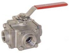 Kugelhahn 3- Wege DN15PN40, T-Bohrung<br>Va1.4408/PTFE-FKM<br>ISO Flanschplatte F03/F04, vkt 9<br>Anschluss:Anschweibend, EBZD311562