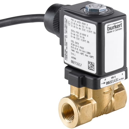 Burkert Type 6213, Art. 20070667 Servo-gestuurd membraan magneetventiel 2/2 - A - normaal gesloten - inlaatpoort 1 (P/NC) 