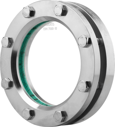 Kijkglas rond inlas/oplas RVS 14571/14541-PN2,5-NBR/Boro DN50