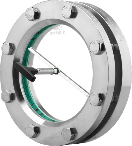 Schauglas Rund Einschweiß-/Aufschweiß aus Edelstahl 14571/14541-PN2,5-C4400/Boro DN150 mit PTFE Wischer