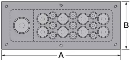 MurrPlastik RVS/EPDM kabeldoorvoerplaat met 28 kabeldoorvoeren 221 x 90 mm, 87663968 cablequick ® KDP Metall 90/28 FDA HD-3