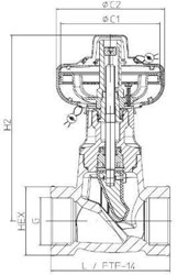 ARI-Armaturen Gewinde-Muffen-Kappenventil EURO-WEDI 12.078 1 1/4",PN16,EN-JL1040,EPDM-Kegel