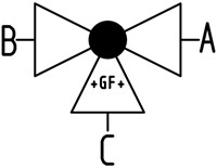 Georg Fischer Kogelkraan 543 CPVC/FKM L-H d32DN25, lijmeind horizontaal L-boring, 163543034-2